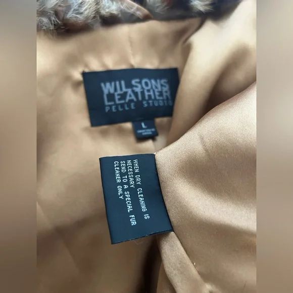 Vintage Wilsons Leather Leopard Print Rabbit Fur Jacket size large - Picture 5 of 5